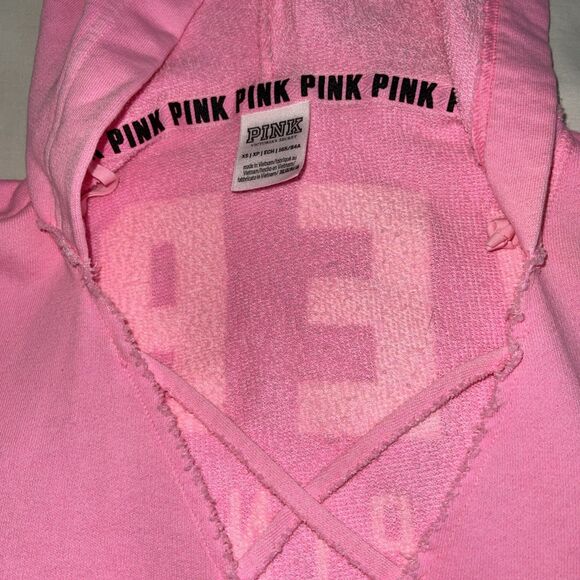 Women's XS Love Pink By Victoria Secret Lace Up Loose Baggie Pullover Hoodie Dog - Picture 4 of 8